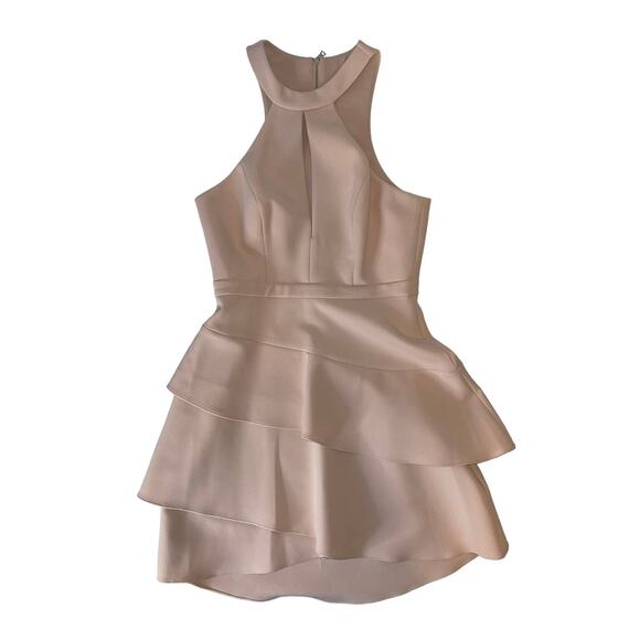 BCBGMaxazria Blush Pink Key Hole Tiered Mini Dress Size 4 - Picture 5 of 13